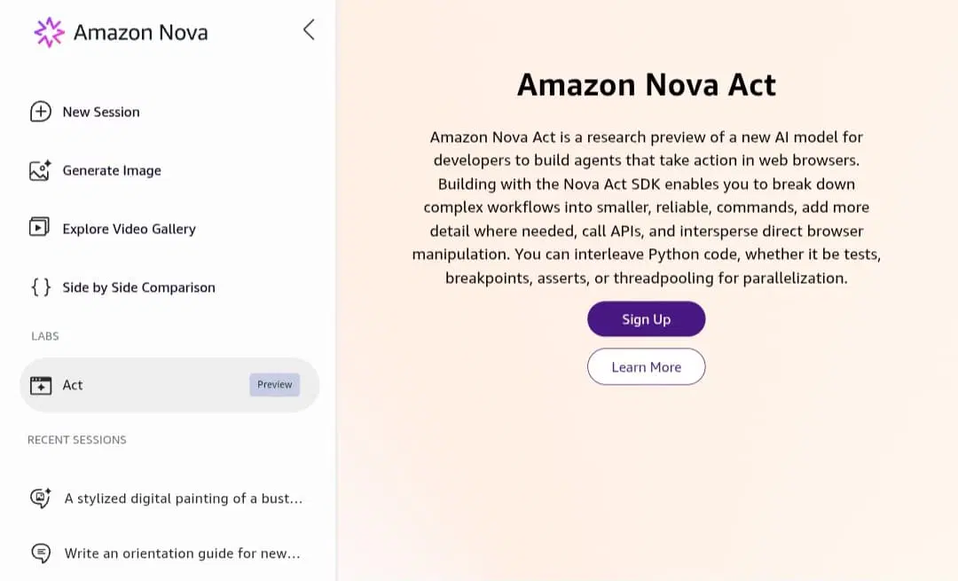 Nova Act:Amazon推出的AI智能体,可操作网页浏览器模拟人类完成任务